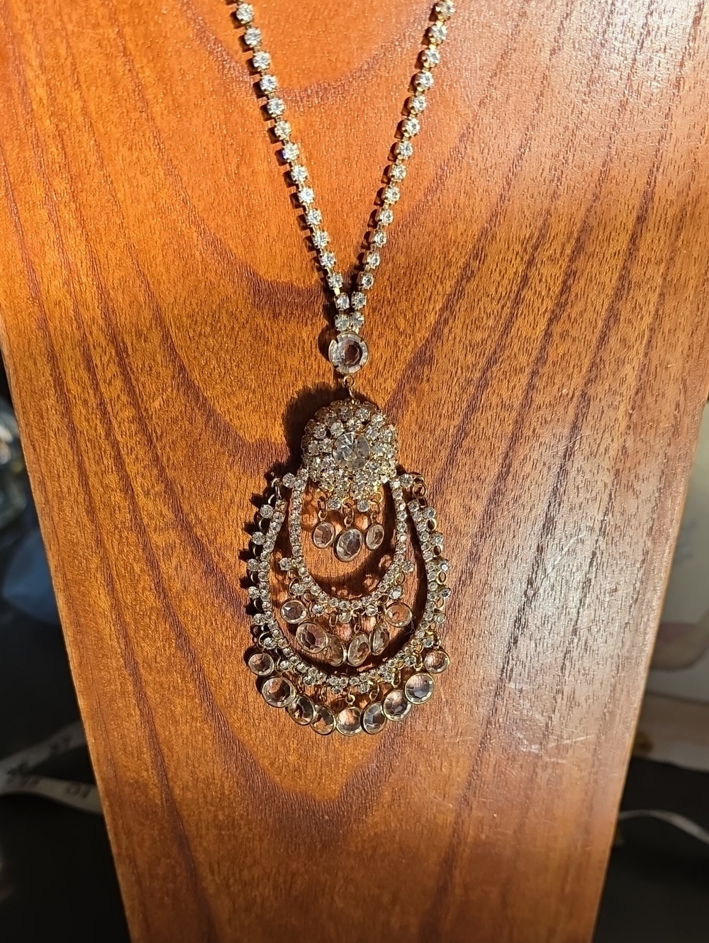 Source Unknown Gold-Tone Crystal Pendant Necklace
